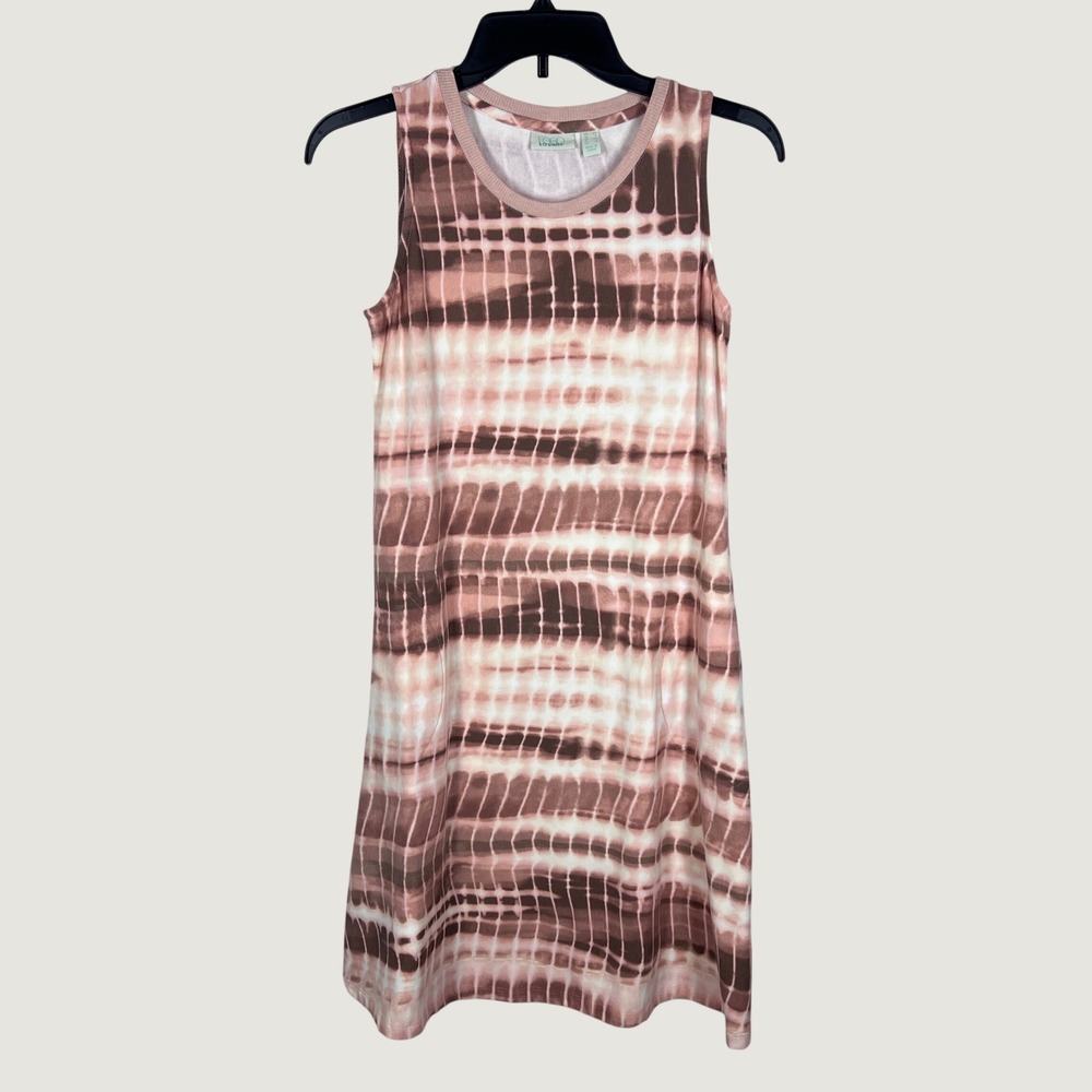 LOGO Lounge Tank Dress Womens XS Pink Tie Dye Sleeveless Knit Pullover Shift